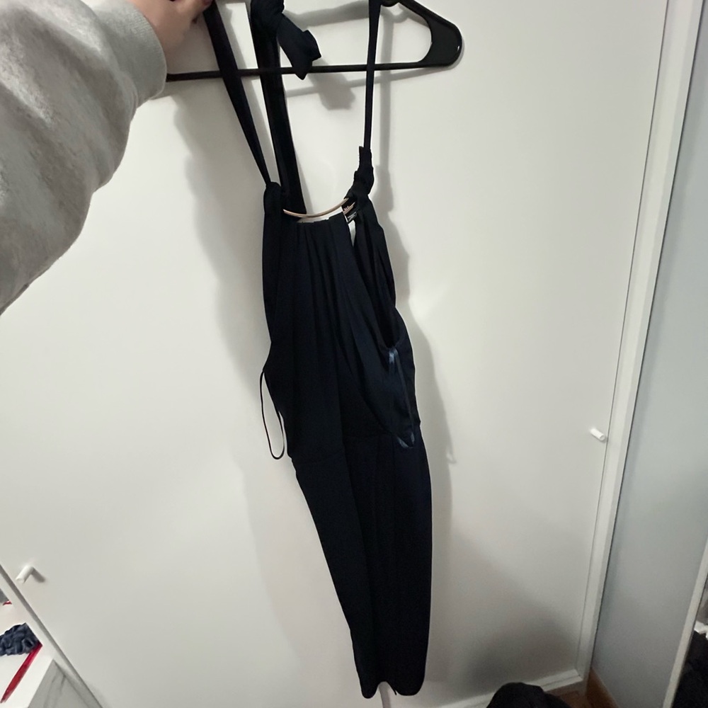 LE CHÂTEAU NAVY HALTER DRESS